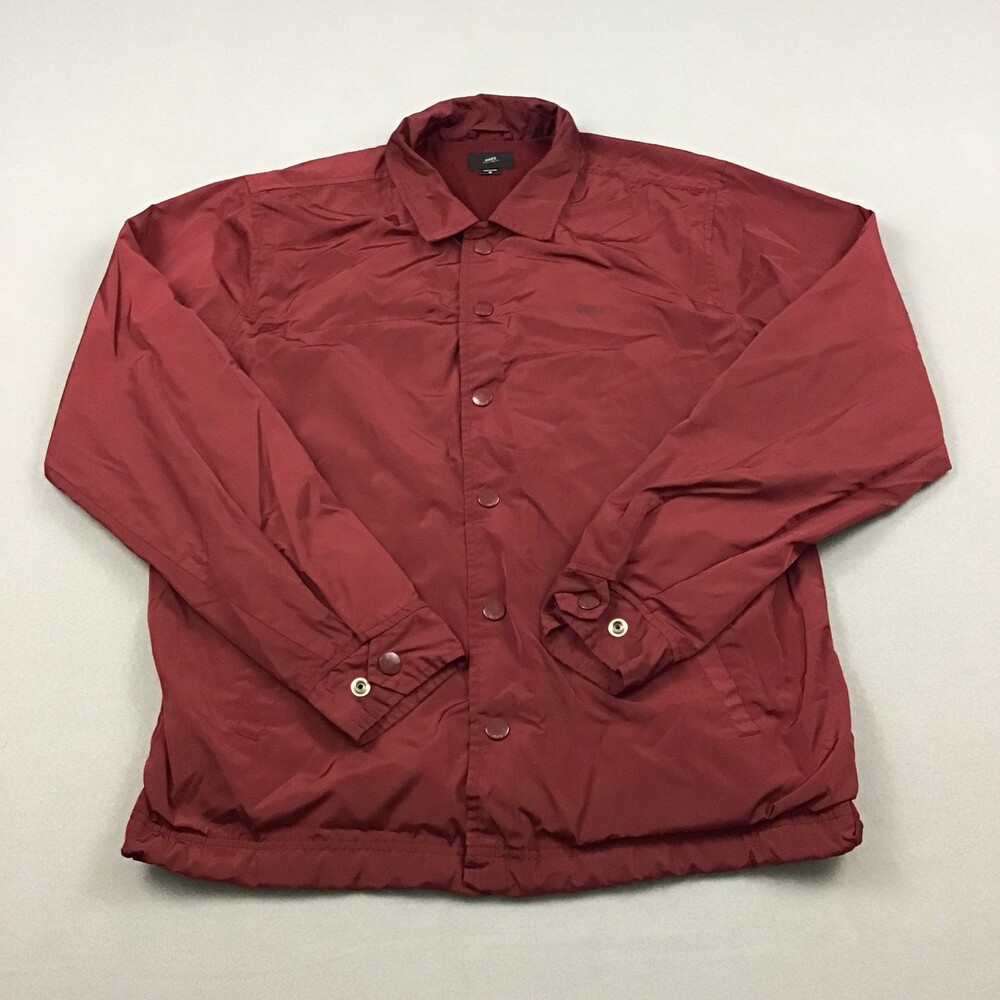 Obey Jacket Men Medium Burgundy Snap Button Windbreaker Streetwear Skating M *